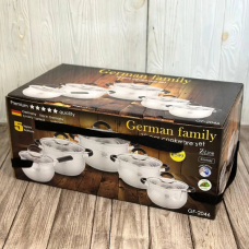 Набір каструль German Family GF-2046 з нержавіючої сталі 10 предметів (2.1л/2.1л/2,9л/,3,9л/5,1л)