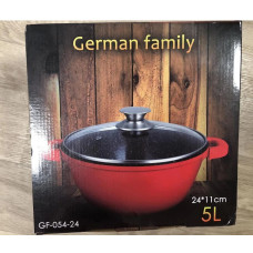 Сковорода казан 5 л German Family GF-054-24 з гранітним покрит з кришкою 24 х 11 см/в коробці 6шт/ящ