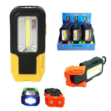 Фонарик QYJ/G-18 АВТОМОБ.+боковий LED/трасформер/пласт./на 3 батар ААА/гачок поворот/2 магніти