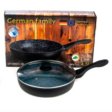 Сковорода German Family GF-050MB-28 на 4,5 л з мраморн. покриттям і кришкою 28 х 6 см/в коробці 6шт