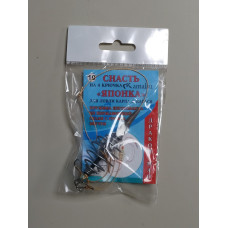 Снасть готова ЯПОНКА 4-гачка+пружина 10g карп/карась