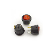 Кнопка клавішна ВКЛ/ВИКЛ KCD-1 / 3 конт. 6А-250V/10A-125V (КРУГЛА) + підсвітка