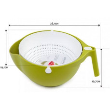 Друшляк миска Mesh Strainer/пластик/для миття овочів/з поворот. фікс. друшляком