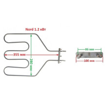 Тен для духовки (09) 1200W NORD Нижній 355 х280мм